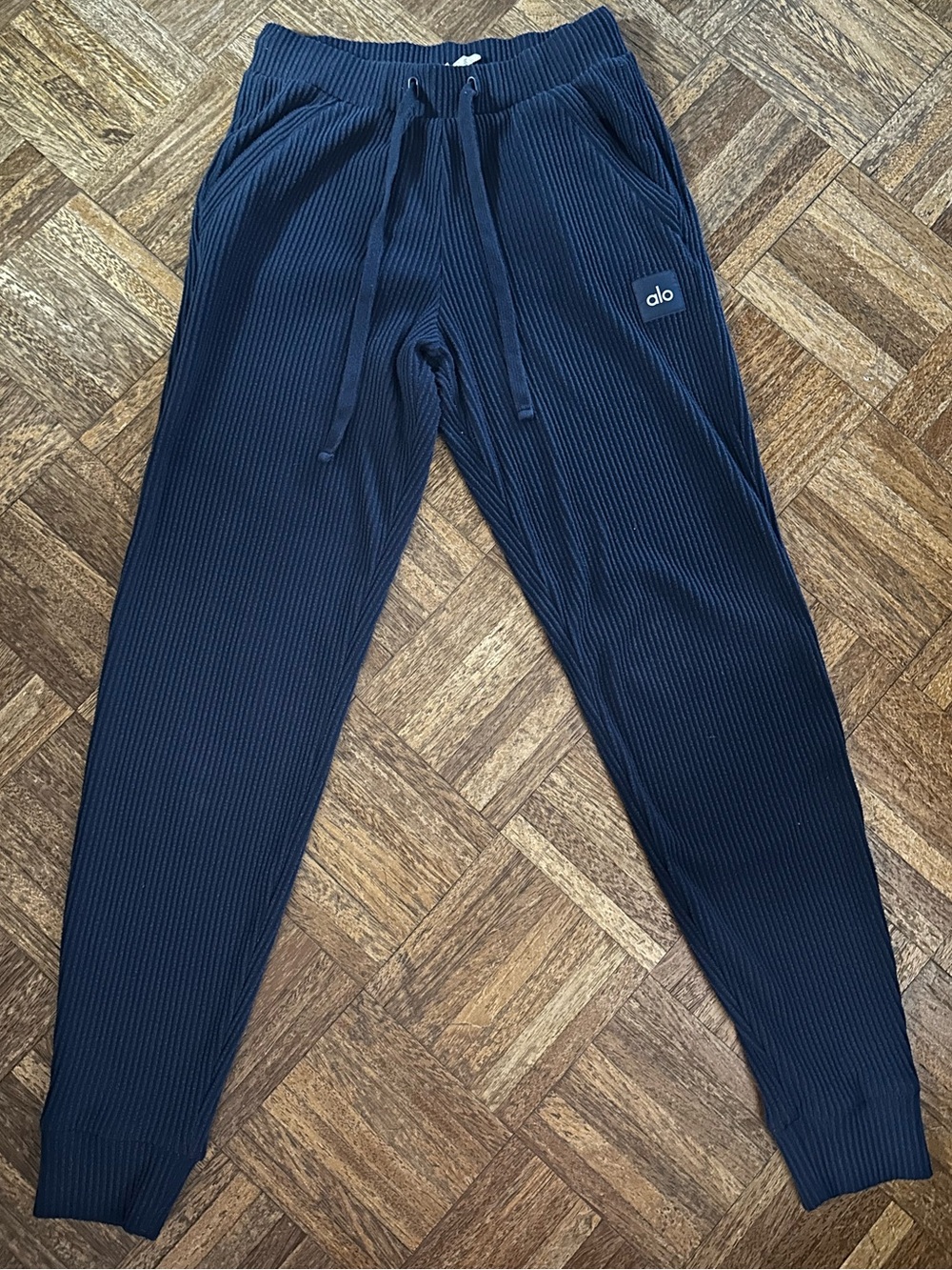 Alo Yoga Muse Ribbed Sweatpants Joggers Navy Blue XS